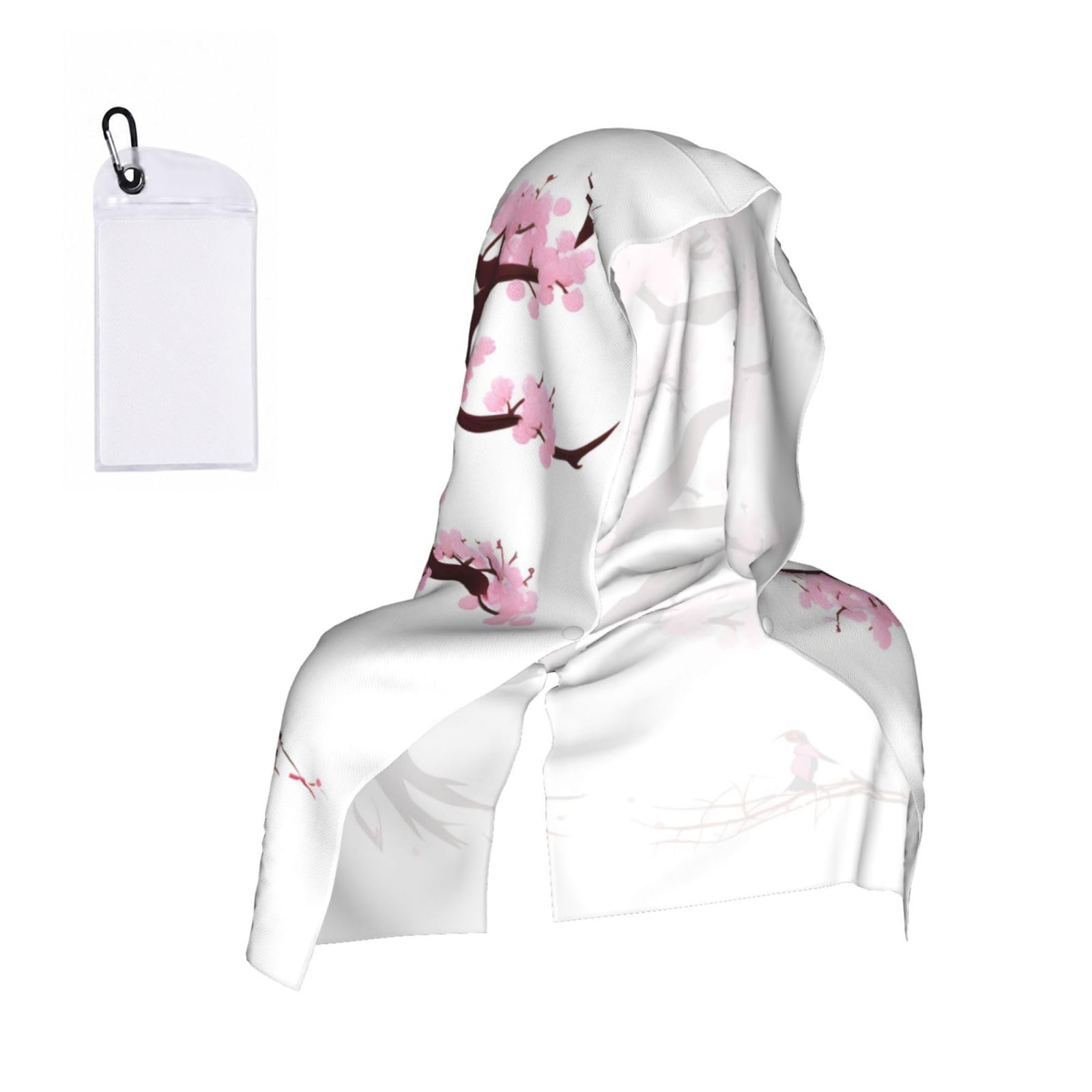 CNTDBU Cherry Blossoms Tree Cooling Towel Hooded-Instant Chill Neck Cover for Sports, UV Cooling Rag for Running Gym