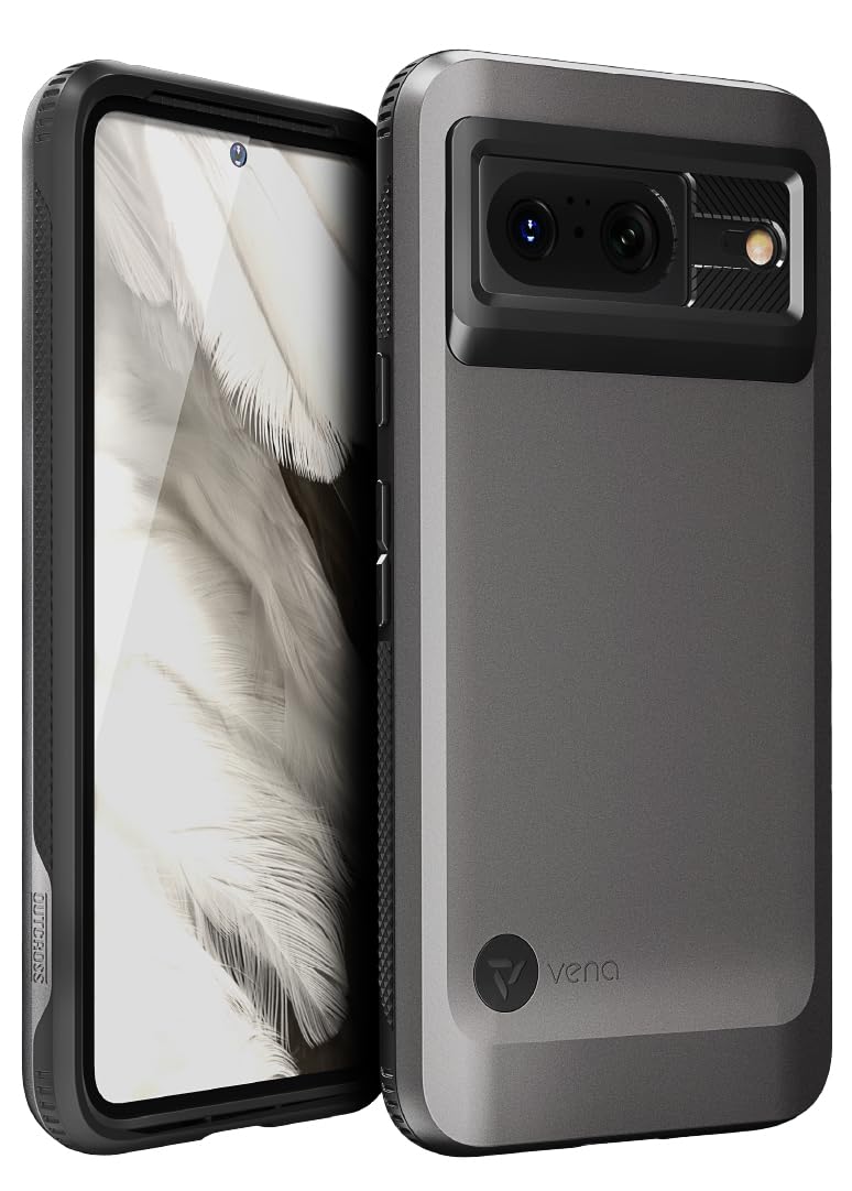 VENA Outcross Custodia Sottile Google Pixel 8 (2023) - Dual Layer Protezione Militare Antiurto - Grigio Grafite/Nero - 4