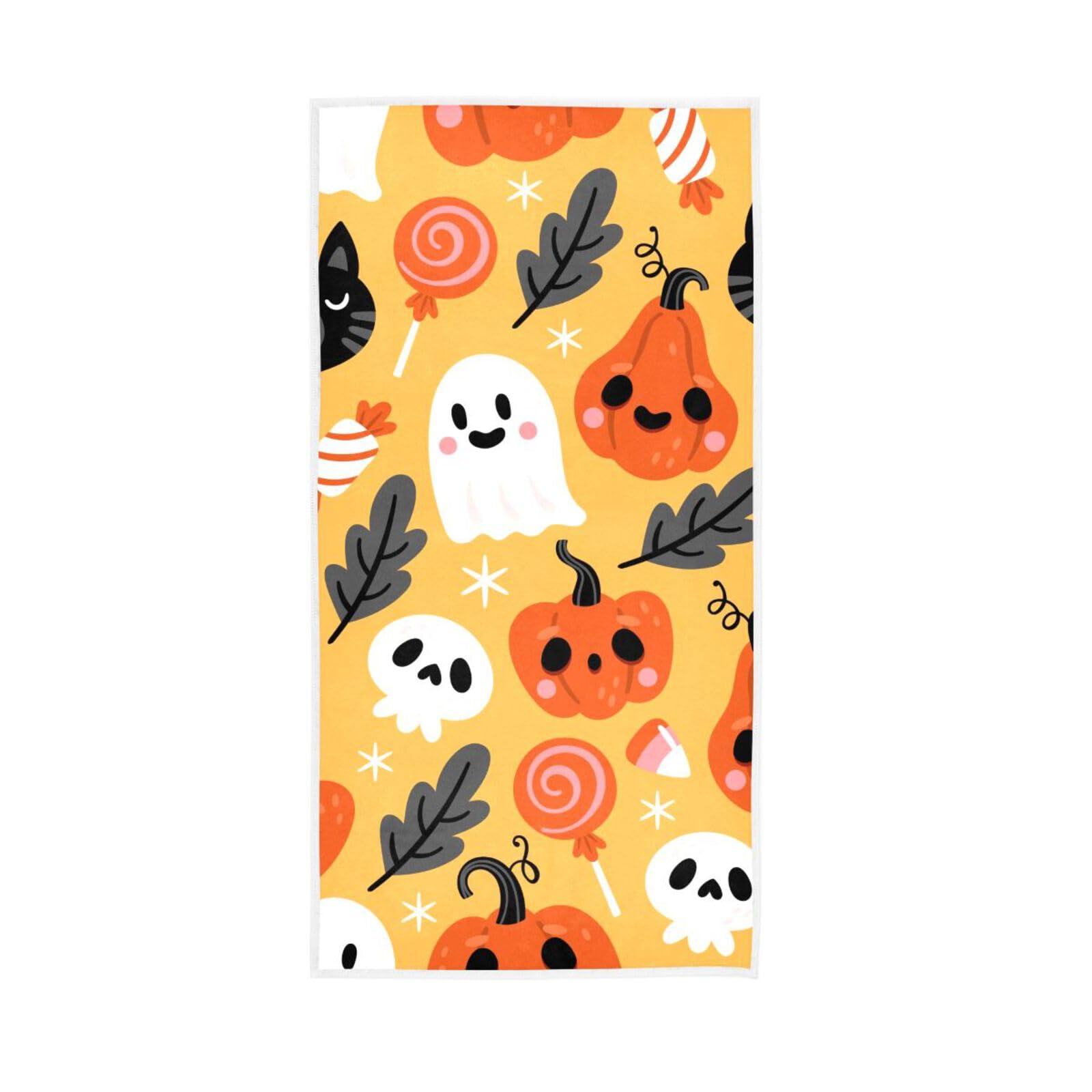 HUYGD Halloween Pumpkin Black Hands Towel, 15 x 30 Inches Hand Towels Decorative Spa Towels for Facials, Fun Bathroom Hand Towels