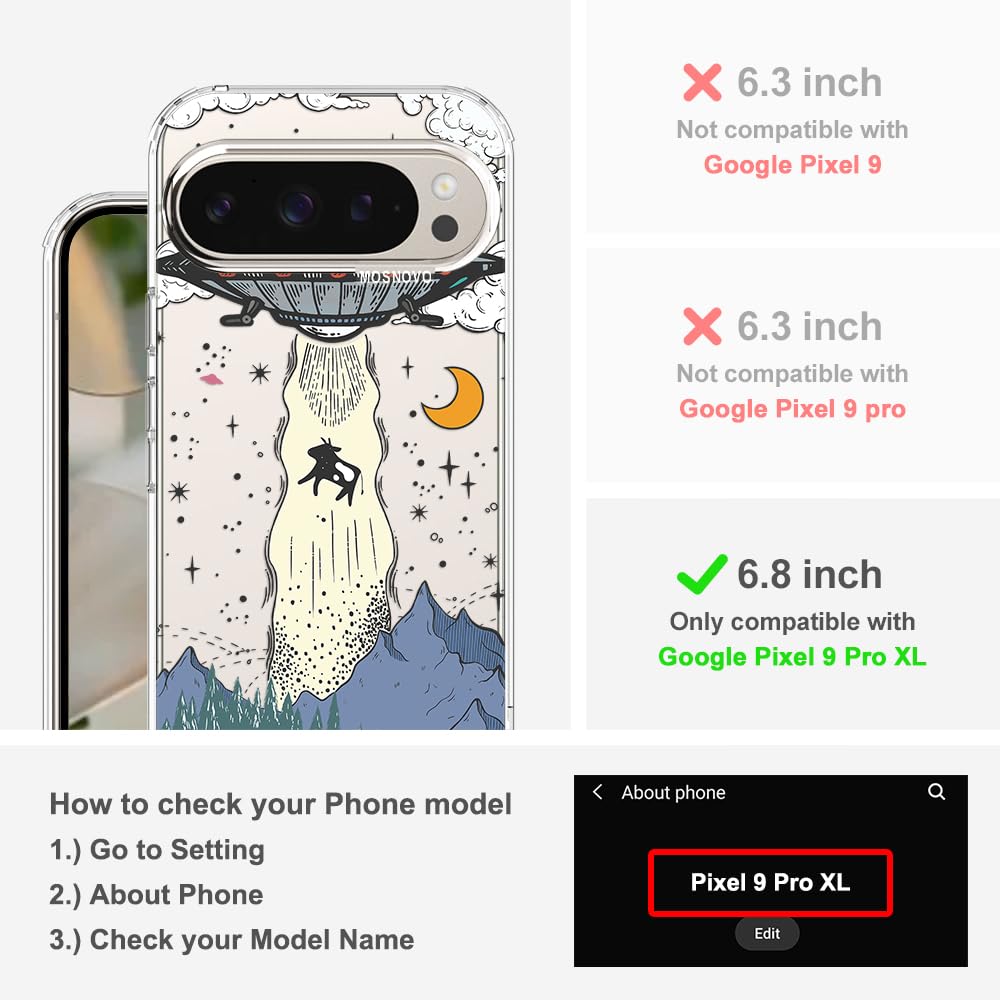 MOSNOVO Case for Google Pixel 10 & Pixel 10 Pro, [Buffertech 6.6ft Military-Grade Drop Protection] [Anti Peel Off Tech] Clear TPU Bumper Phone Case Cover Design - Cute Cherry — view 55