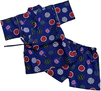 Kids Boys Japanese Style Kimono Short Sleeve Breathable 100% Cotton Cute Jinbei Kimono Top and Shorts Set Clothes