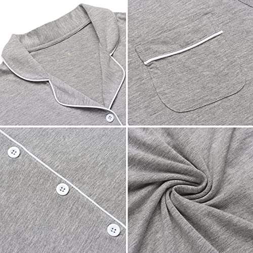 Image of Pjmlifecoco Nightgown for Women Button Down Sleepshirt Short /Long Sleeve Nightdress Soft Modal Sleepwear S-XXL