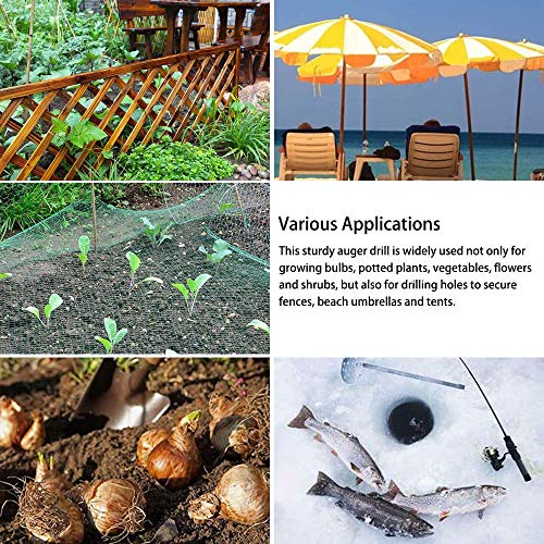 Image of AASONS Earth Auger Drill Bit - Garden Plant Flower Bulb Auger, 4 inch x 12 inch Easy Planter Auger - Seedlings & Bedding Plant, Umbrella Hole Digger Solid Shaft, Post Hole Digger for 3 /8 inch Hex Drive Drill