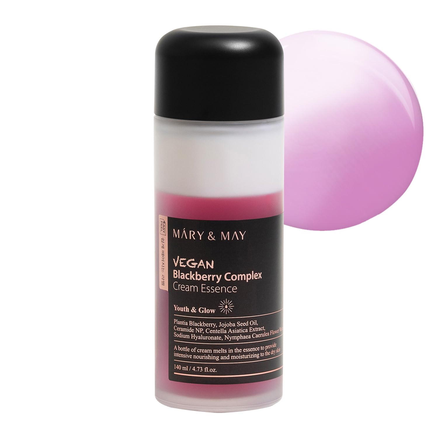 Mary&May Vegan Blackberry Cream Essence | Milky Essence Toner | Deep Hydration | Korean Skincare | Strengthens Skin Barrier | Plumping & Firming | Lightweight Formula (140ml/4.73 fl.oz.)