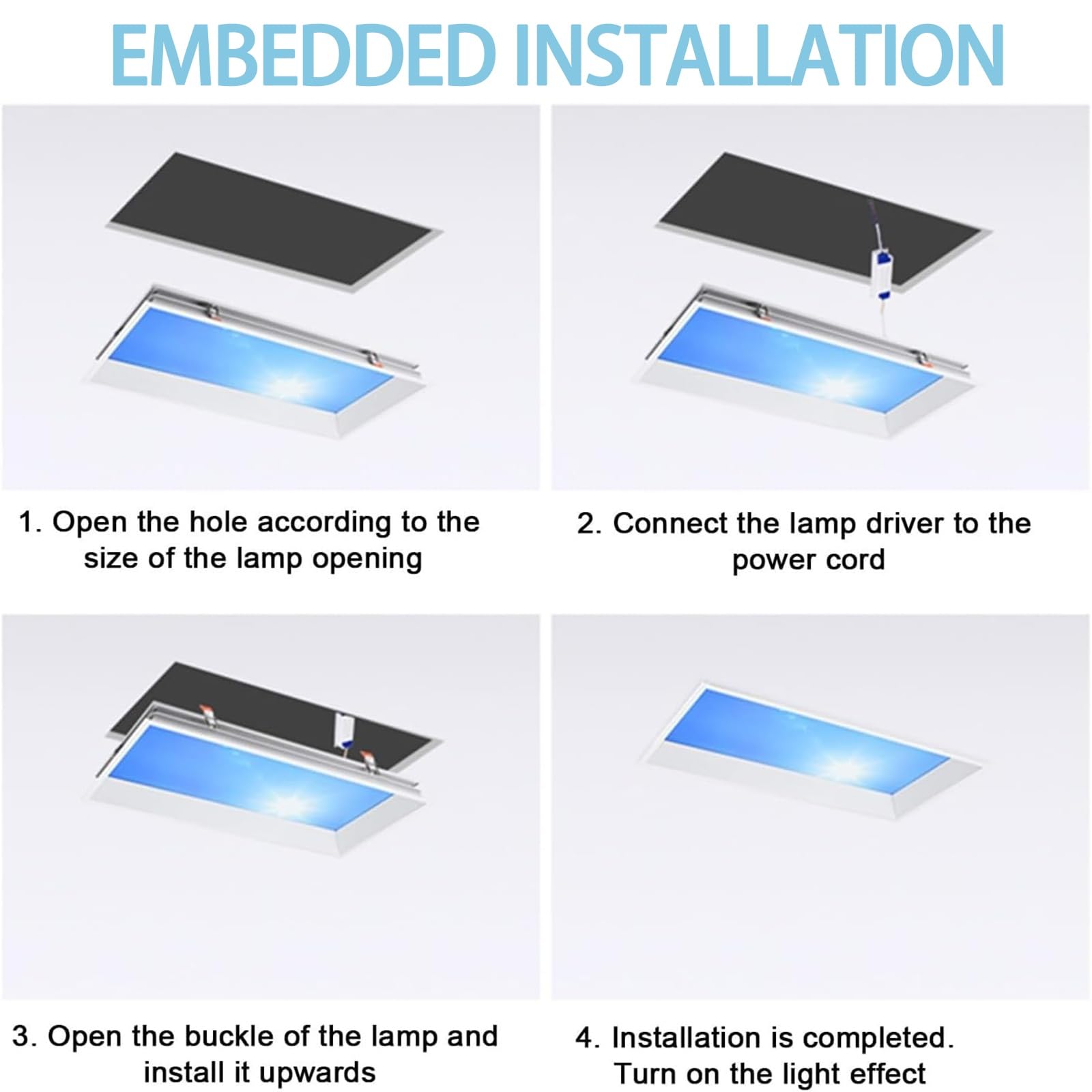 Lámpara de techo con luz de cielo azul, lámpara de techo LED regulable, luz de cielo azul inteligente, simula ritmos de luz diurna, tragaluz artificial para interiores del hogar, para sótano