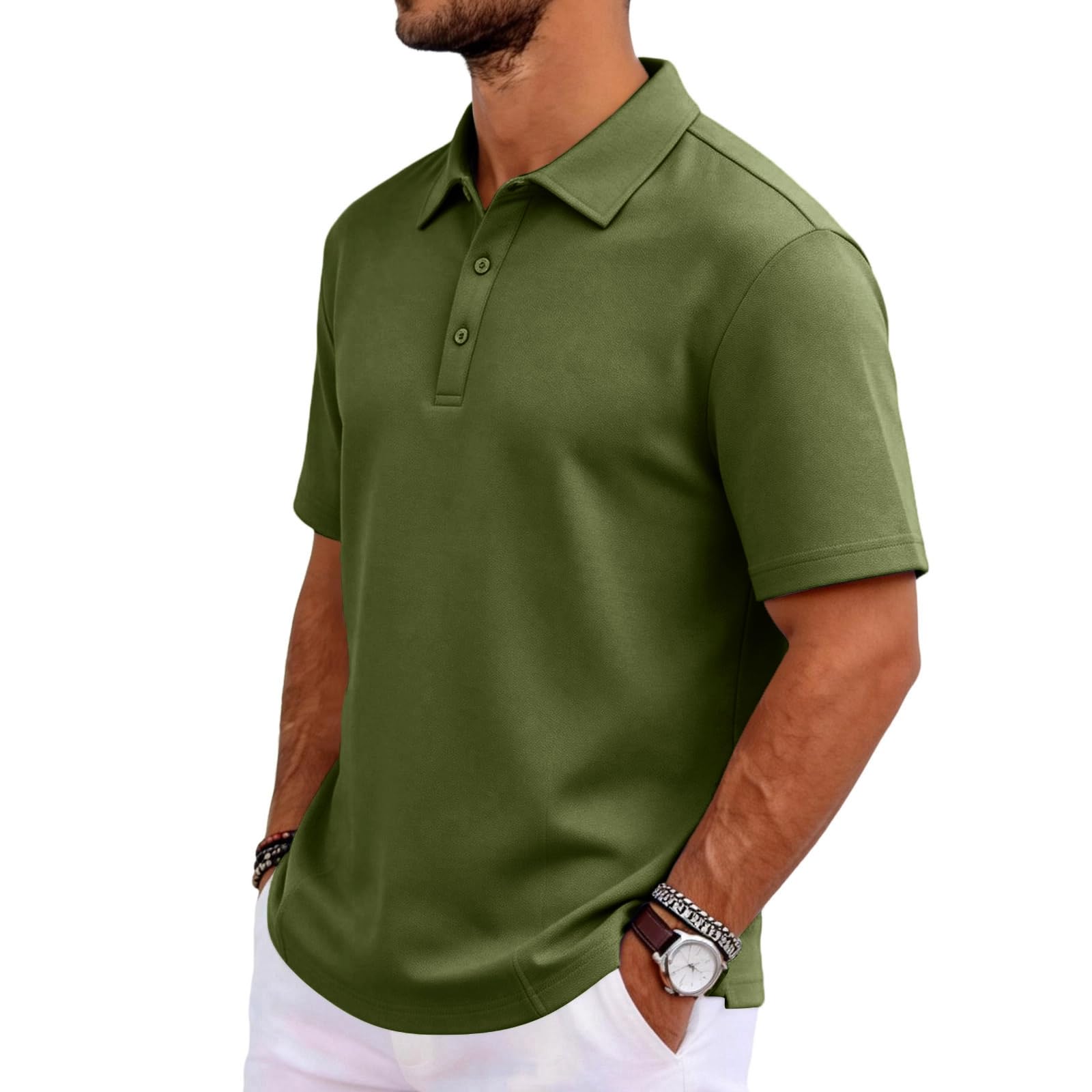 MOKBAY Polo Hombre Manga Corta Casual Fincut Moda Slim Fit Fitness Camisetas Manga Corta Hombre Transpirable Verano Elásticas Trabajo Camisas