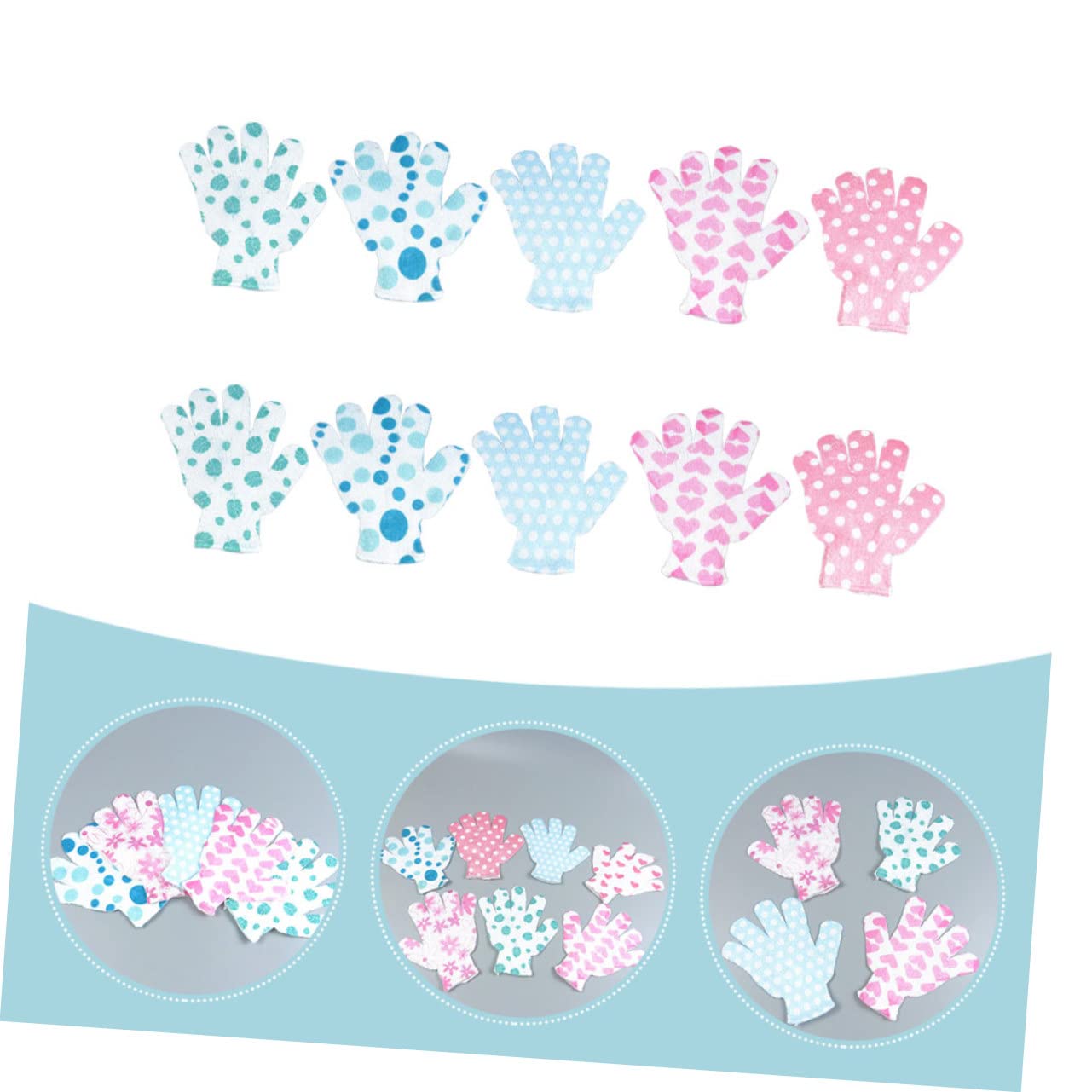 FOMIYES 3 Set Di Guanti Da Bagno Esfolianti Super Delicati Guanti Scrub Corpo Per Collo Spalle E Piedi Rimuovono Le Impurità Della Pelle Morta Design Per Una Facile 10 Pezzi * 3