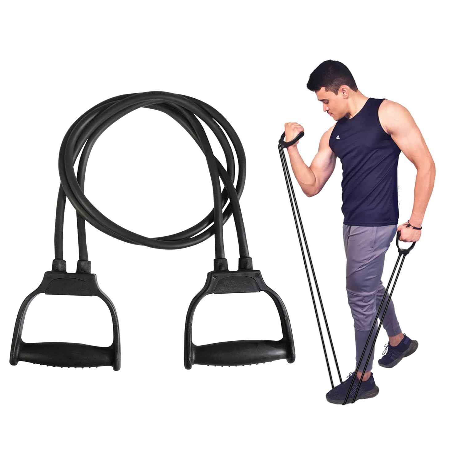 BODY BOOST Resistance Tube Band for Men & Women | Latex Exercise Resistance Band with Foam Handles | Full Body Workout Equipment for Strength Training, Home Gym, Yoga, Pilates & Fitness Exercise-image-0