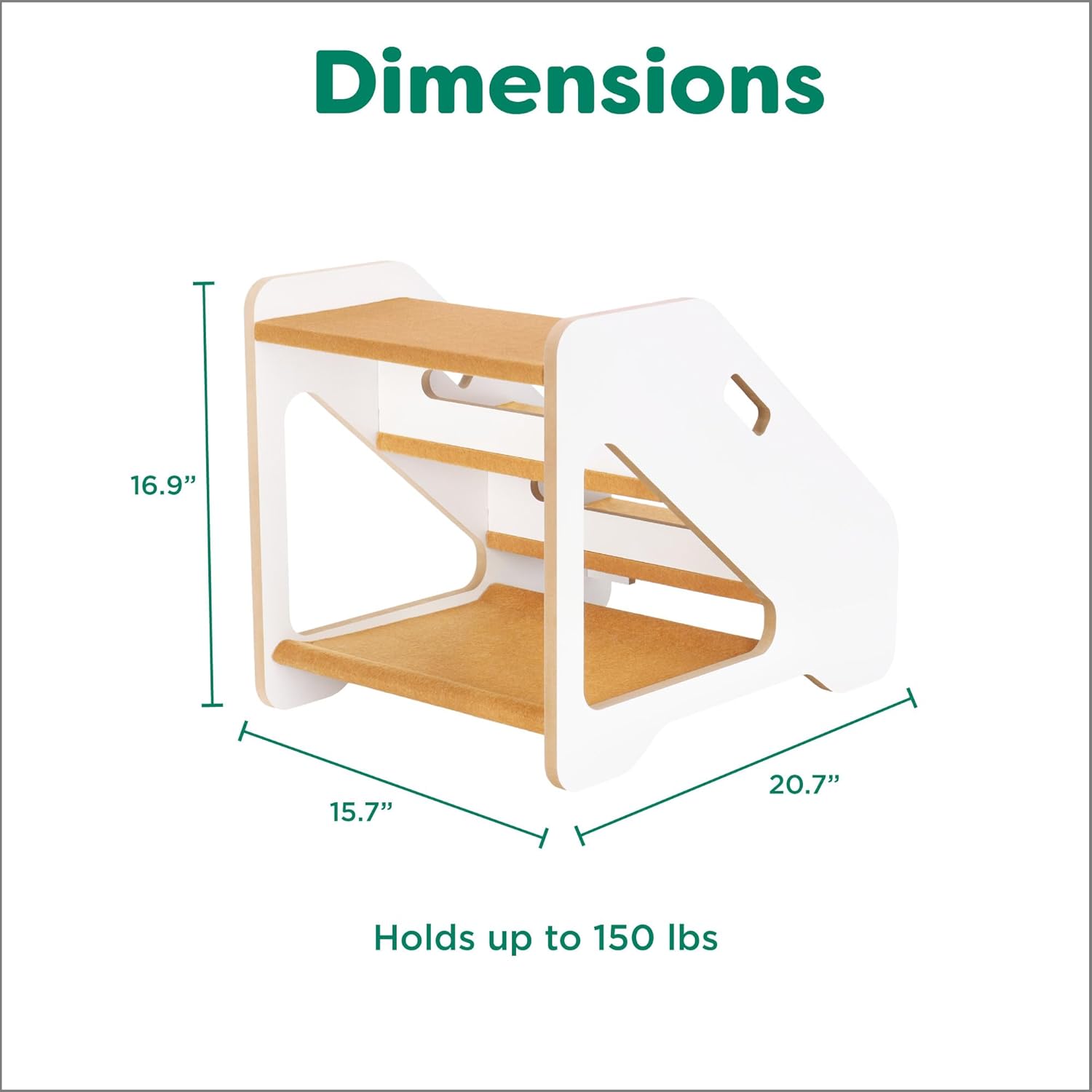 17-inch Three Step Pet Stairs - White/Tan