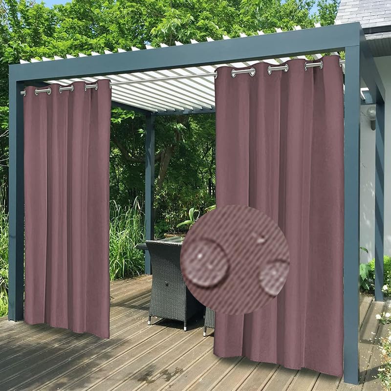 FicaRico Indoor Outdoor Curtains Premium Thick Waterproof Sun Blocking Privacy Curtains for Patio, Gazebo, Porch, Bedroom, Cabana, Fade Resistant, Customizable Sizes, 1 Panel, W100 xH96, Pink