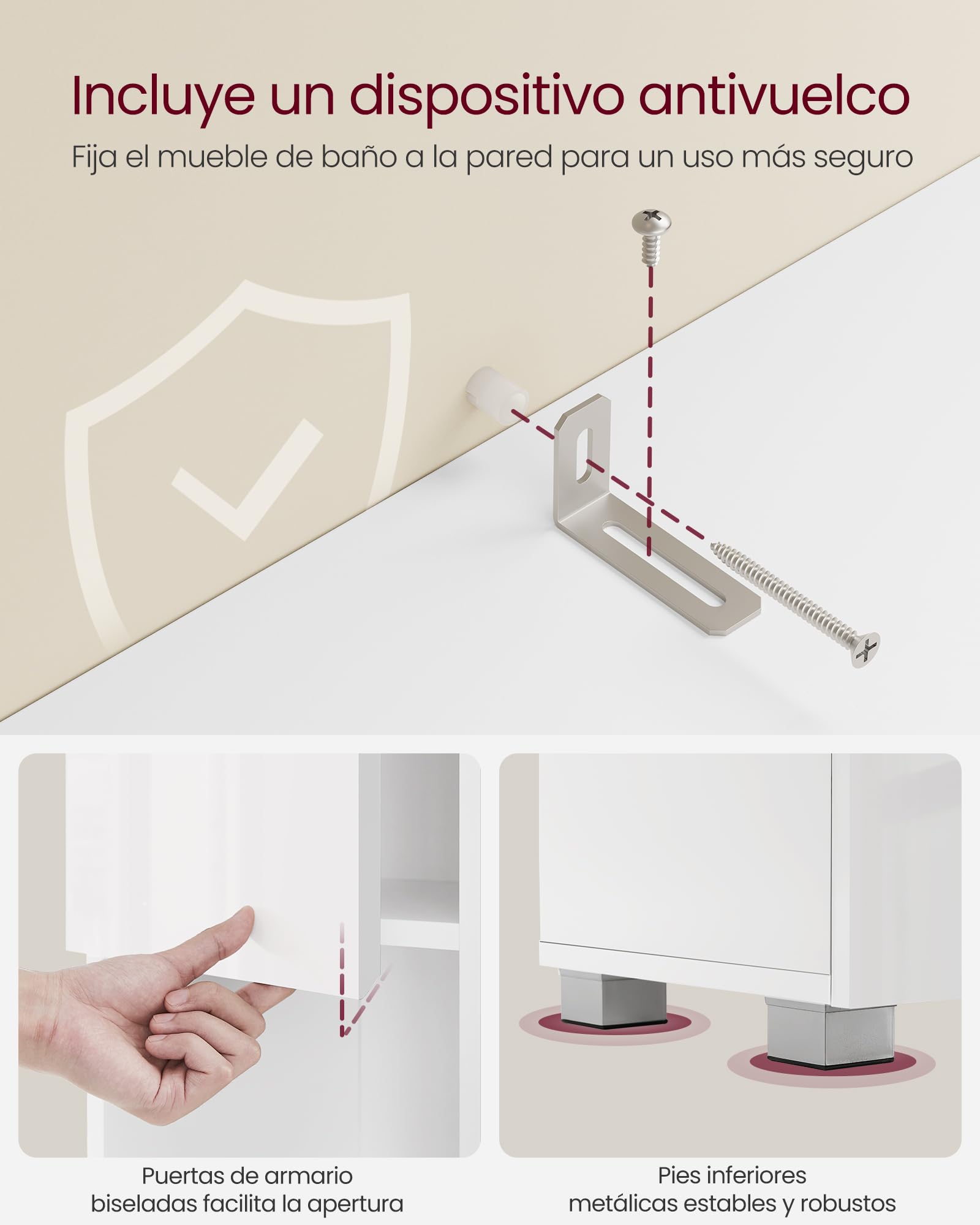 VASAGLE Armario de Baño, Mueble de Almacenamiento, con un Cajón, Compartimientos, Estantes Ajustables, 30 x 30 x 170 cm, Blanco Nube BBC560P31