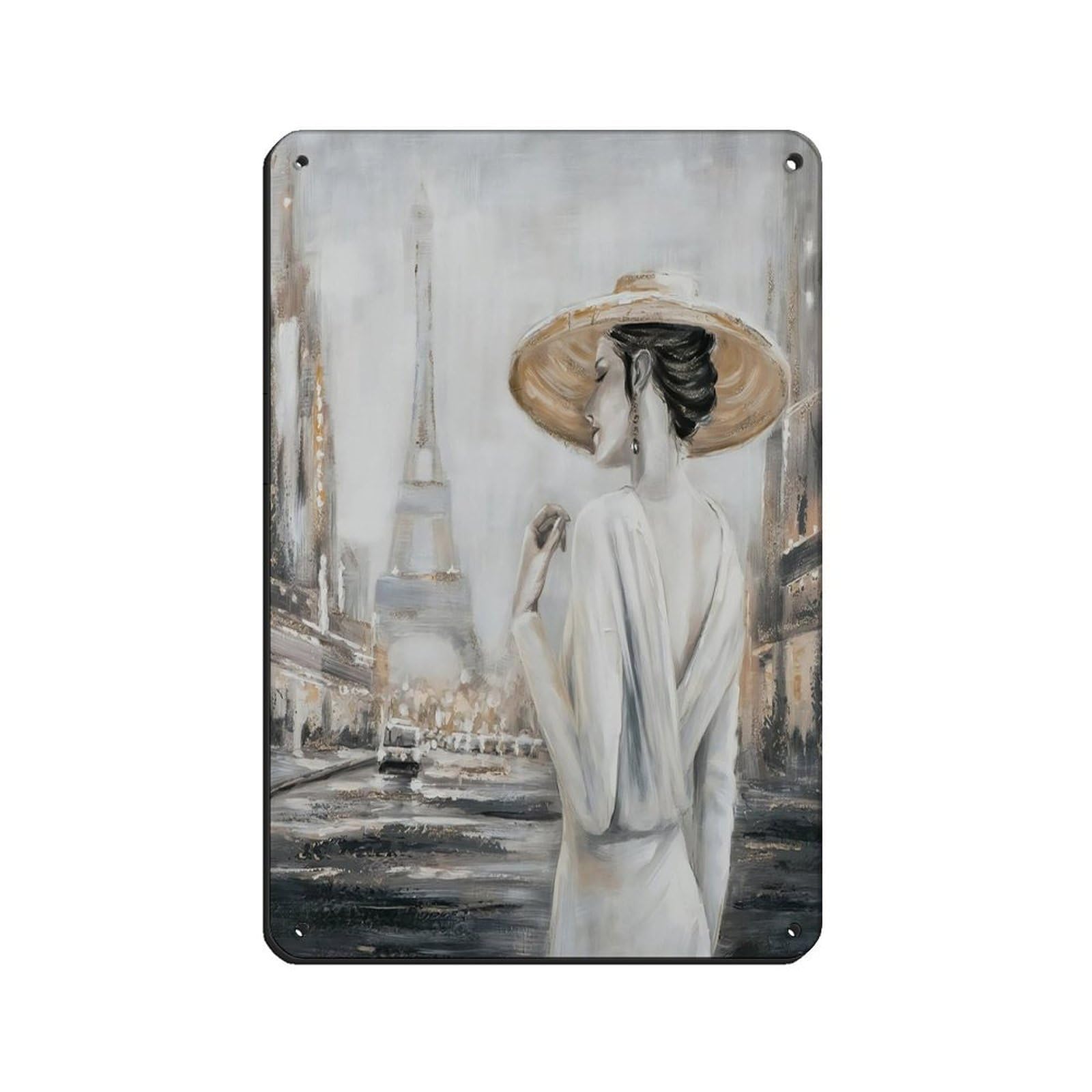 Walk to The Eiffel Tower, Paris Painting Art Retro Poster Metal Tin Sign Chic Art Retro Iron Painting Bar People Cave Cafe Family Garage Poster Wall Decoration 8x12inch(20x30cm)