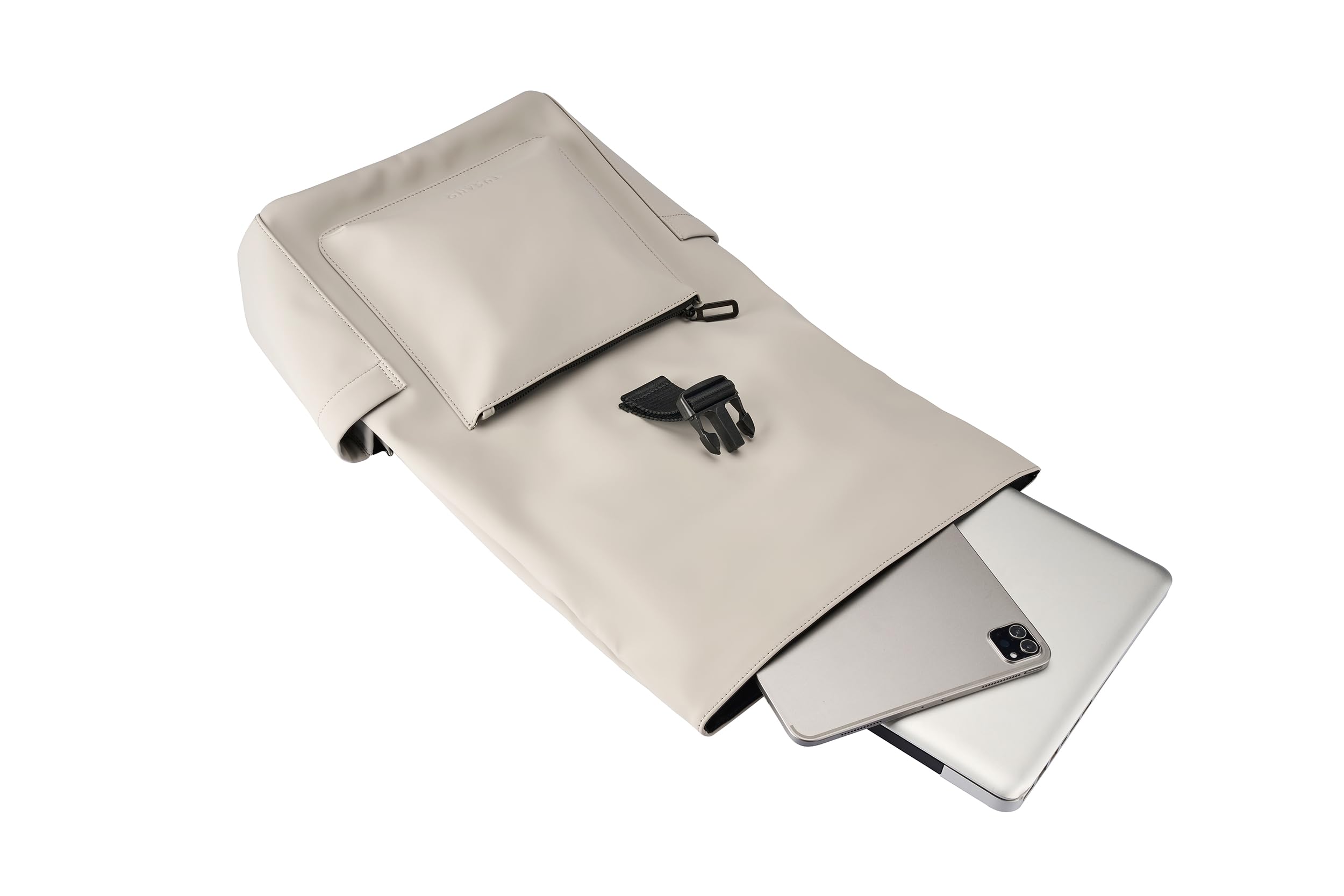 Tucano, Gommo Rolltop Zaino Porta PC per MacBook Pro 13" e Laptop 14" in Materiale Gommato, Zaino Lavoro Uomo Donna con Chiusura Arrotolabile, Tasca Imbottita e Fascia Trolley, Grigio