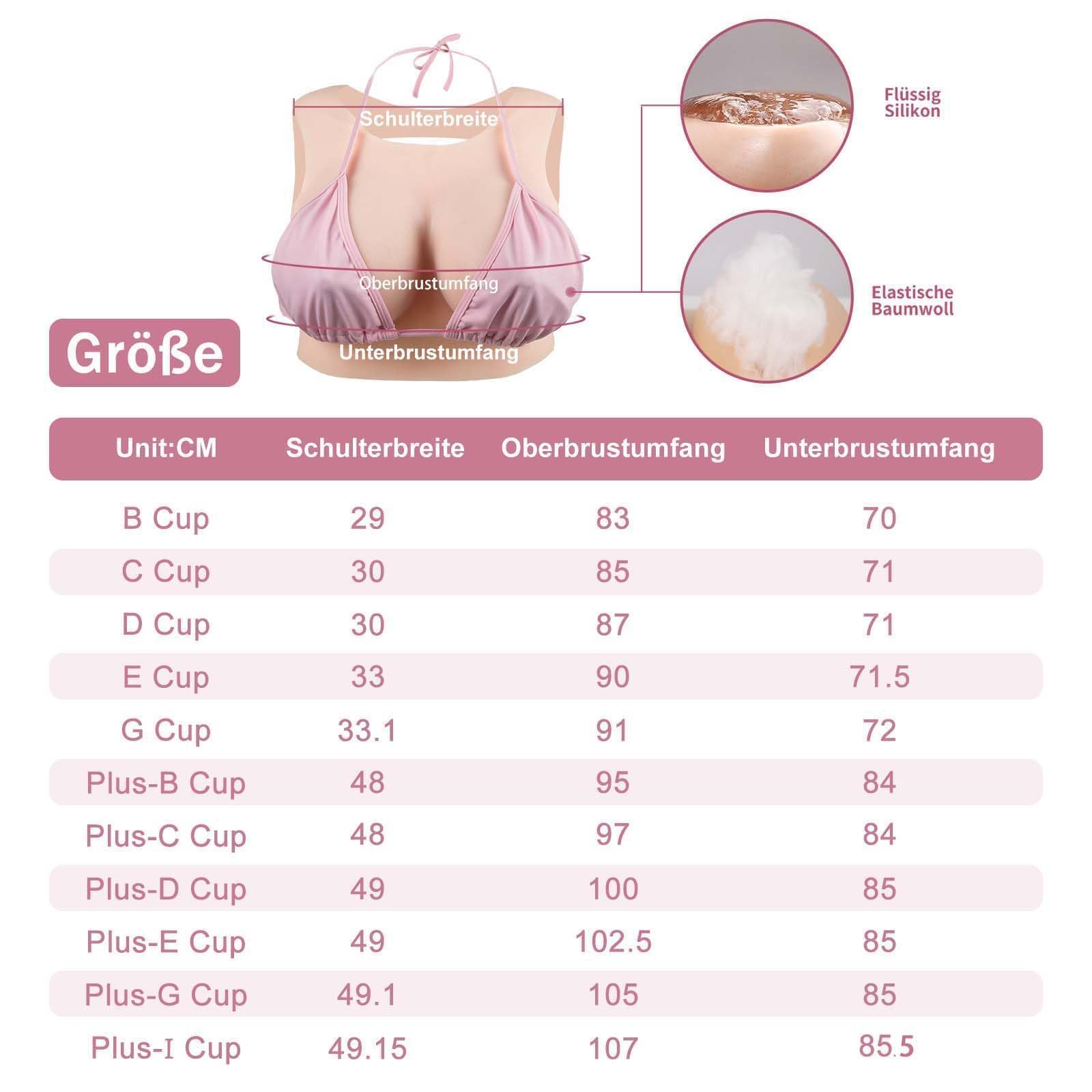 CYOMI Silikon Brüste Brustformen Realistisch Brustplatten Runder Kragen Hohle Zurück für Crossdresser Transgender Cosplay B-G Cup (Elfenbeinweiß,D Cup-Flüssig Silikon Füllung)