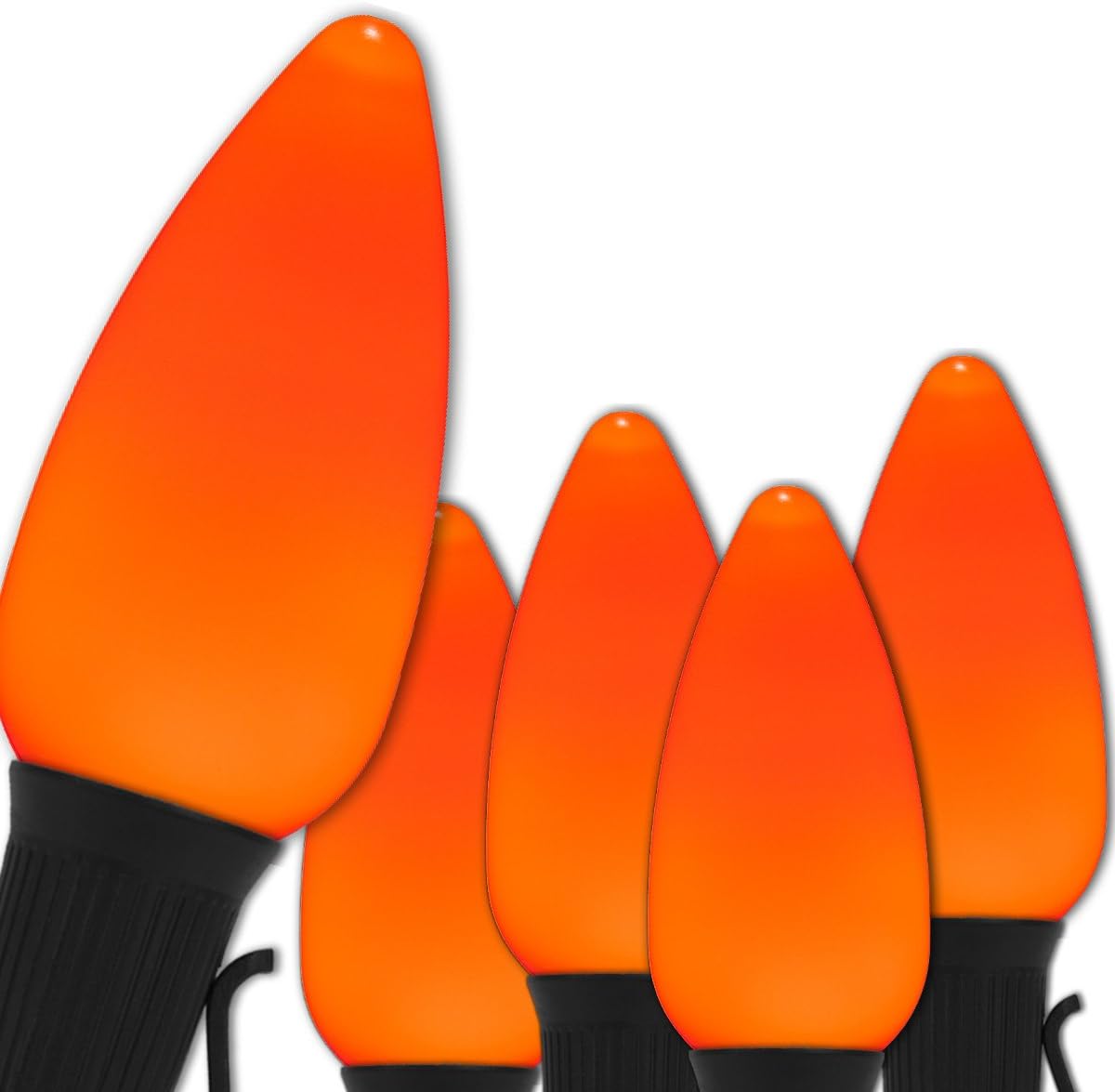 25 Orange C9 Halloween Roofline Lights – 25 ft OptiCore Commercial Grade Outdoor String, Smooth Opaque Bulbs, Heavy Duty Fall & Halloween Lighting