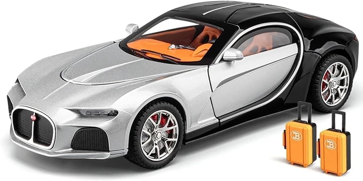 New 1:24 Bugatti Atlantic Model Alloy Metal Pull Back Die-cast Car Openable Doors with Sound and Light Vehicle Car Toy for Kids - Multicolor
