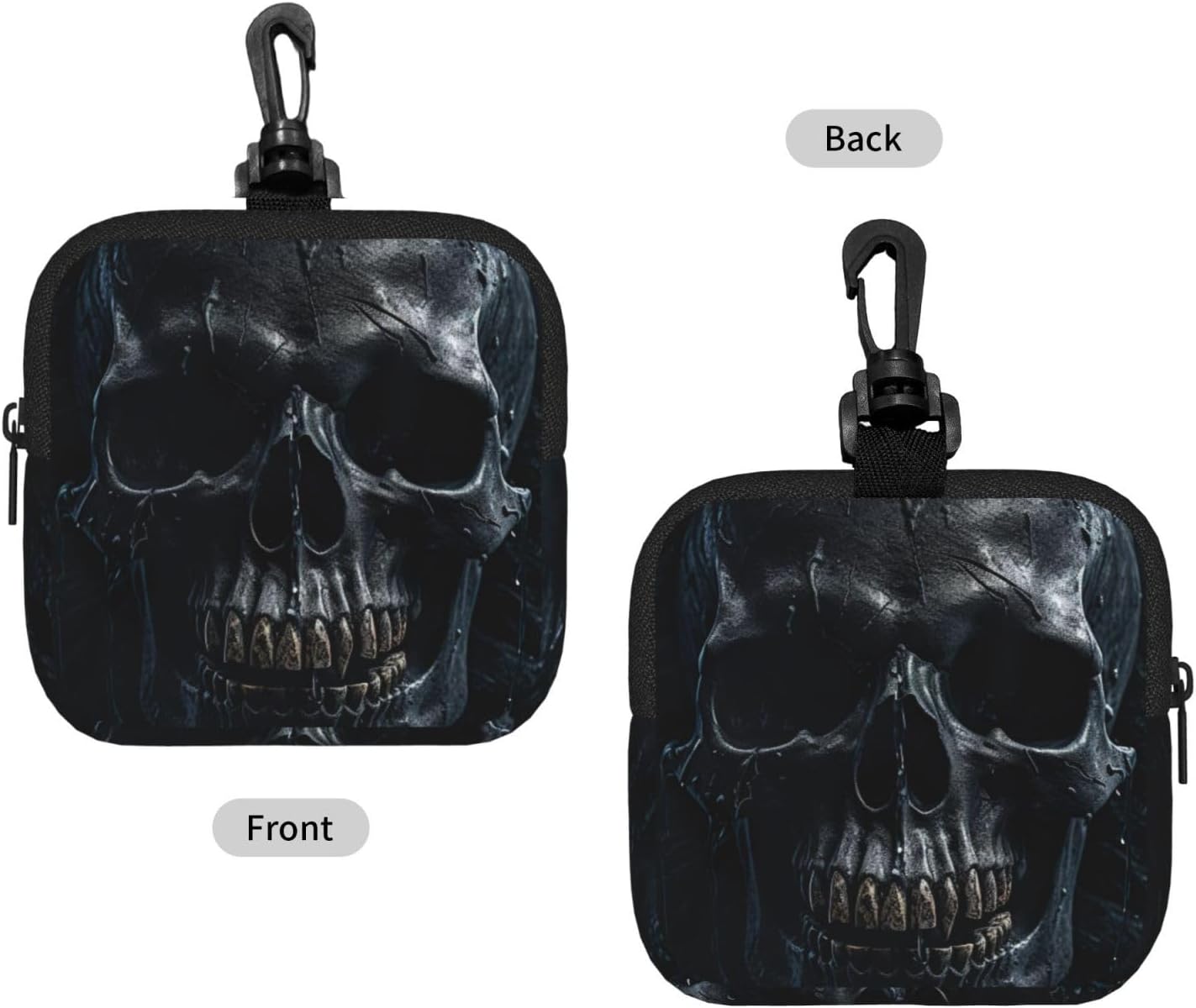 Black Skull1 Print Versatile Square Storage Bag Travel Organizer Pouch Toiletry Home Office Gift image 2