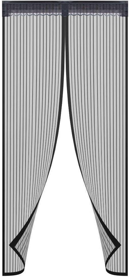 Magnetic Screen Door, Heavy Duty Mesh Curtain with Full Frame Velcro, Self-Closing Mosquitoes Screen Doors Keep Bug Out and Let Fresh Air In, Fits Door Up To 36x82 Inch, Black