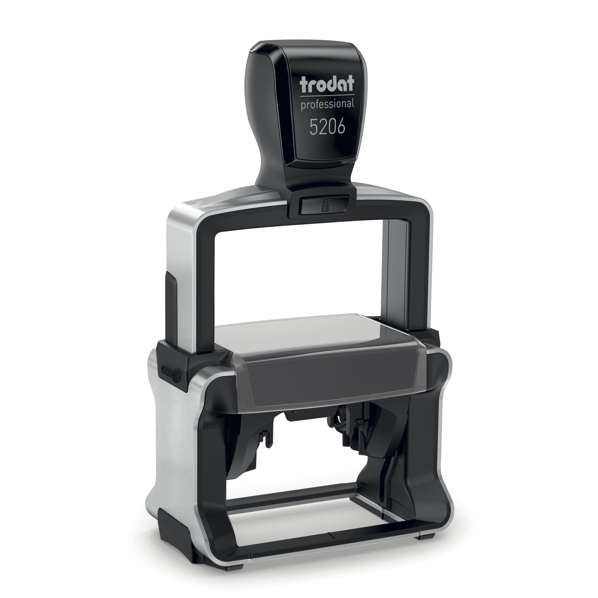 Trodat Professional 5206 Personalised Custom Office and Business Stamp - Allows Up to 8 Lines of Text - Impression Size 53 x 30 mm - Brushed Aluminium Finish