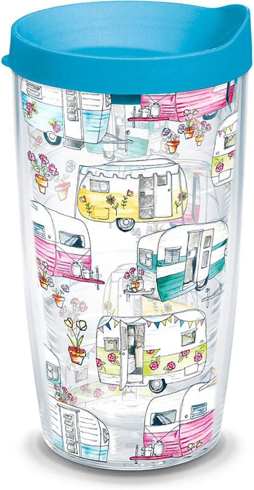Tervis Colorful Camper Made in USA Double Walled Insulated Tumbler Travel Cup Keeps Drinks Cold & Hot, 16oz, Classic
