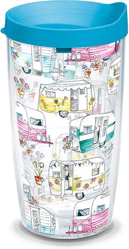 Tervis Colorful Camper Made in USA Double Walled Insulated Tumbler Travel Cup Keeps Drinks Cold & Hot, 16oz, Classic