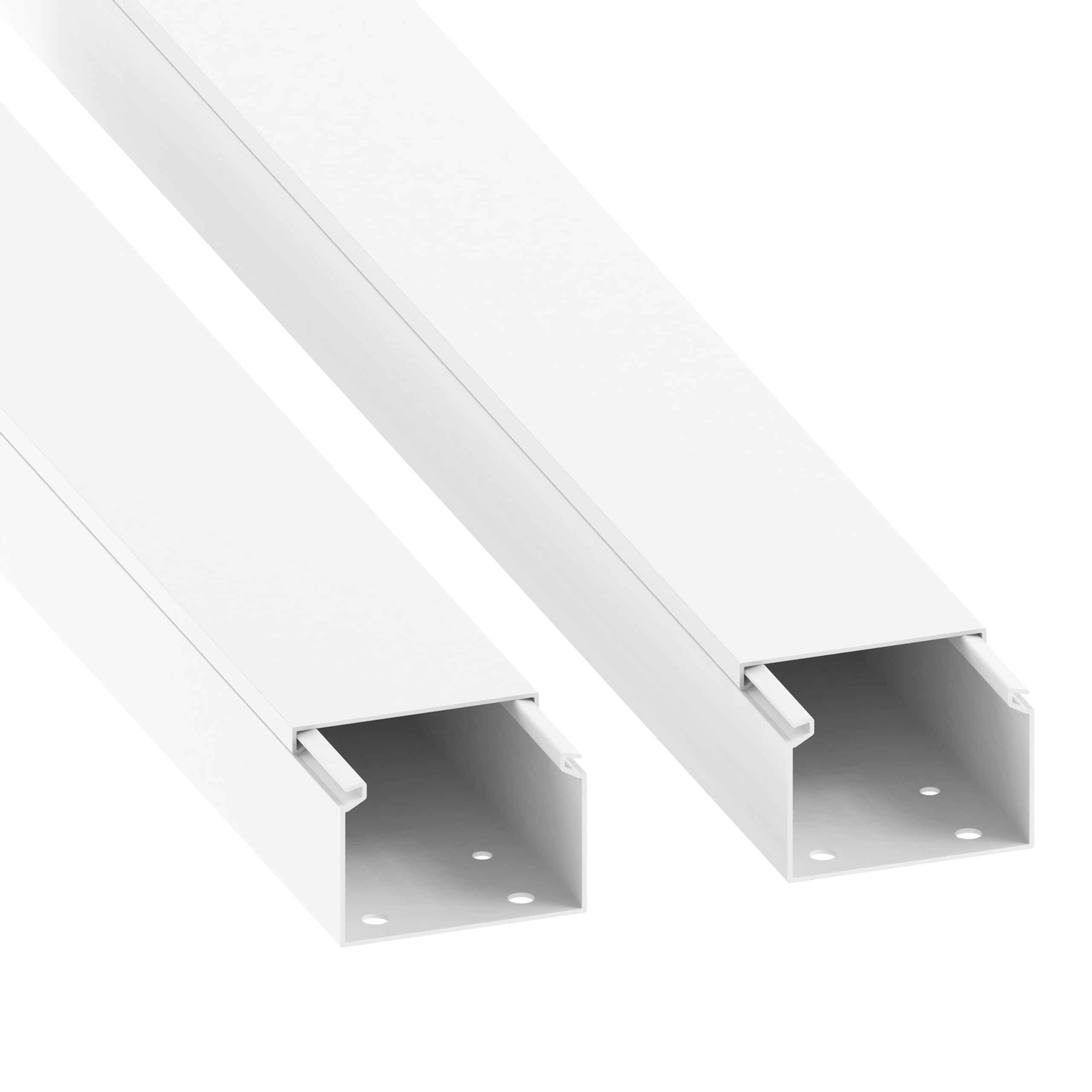 Cable Coach Pasacables (con Orificio de Montaje en la Parte Inferior) 40 x 60 mm, PVC, Longitud 2 m (2 x 1 m), Color Blanco
