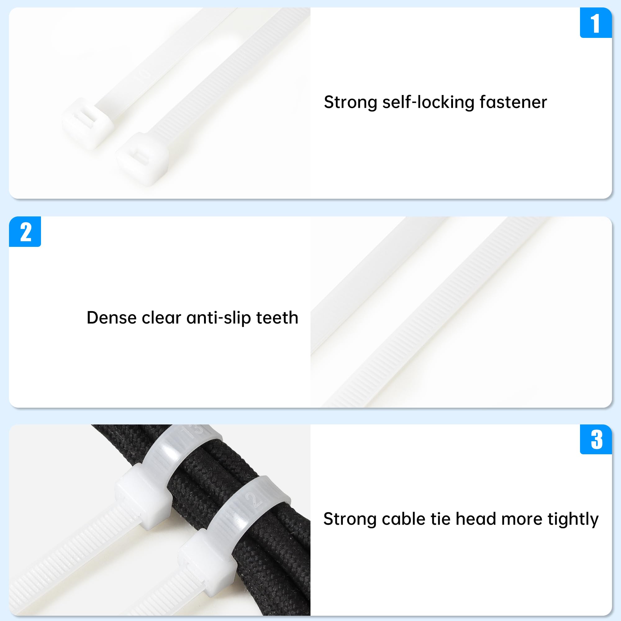 Set 100 Fascette Per Cavi Bianche - Lunghezza 100-500 Mm, UV Resistenti, Nylon, Isolatech - Foto 6