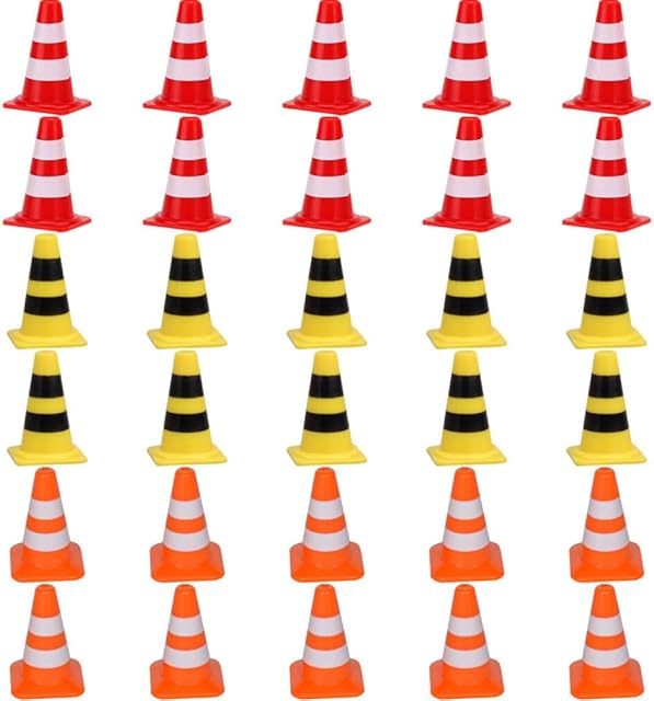 VILLCASE Mini Traffic Cones, Traffic Cone Miniature Traffic Cone Mini Road Parking Signs Safety Road Parking Cone Traffic Roadblock Signs 30pcs