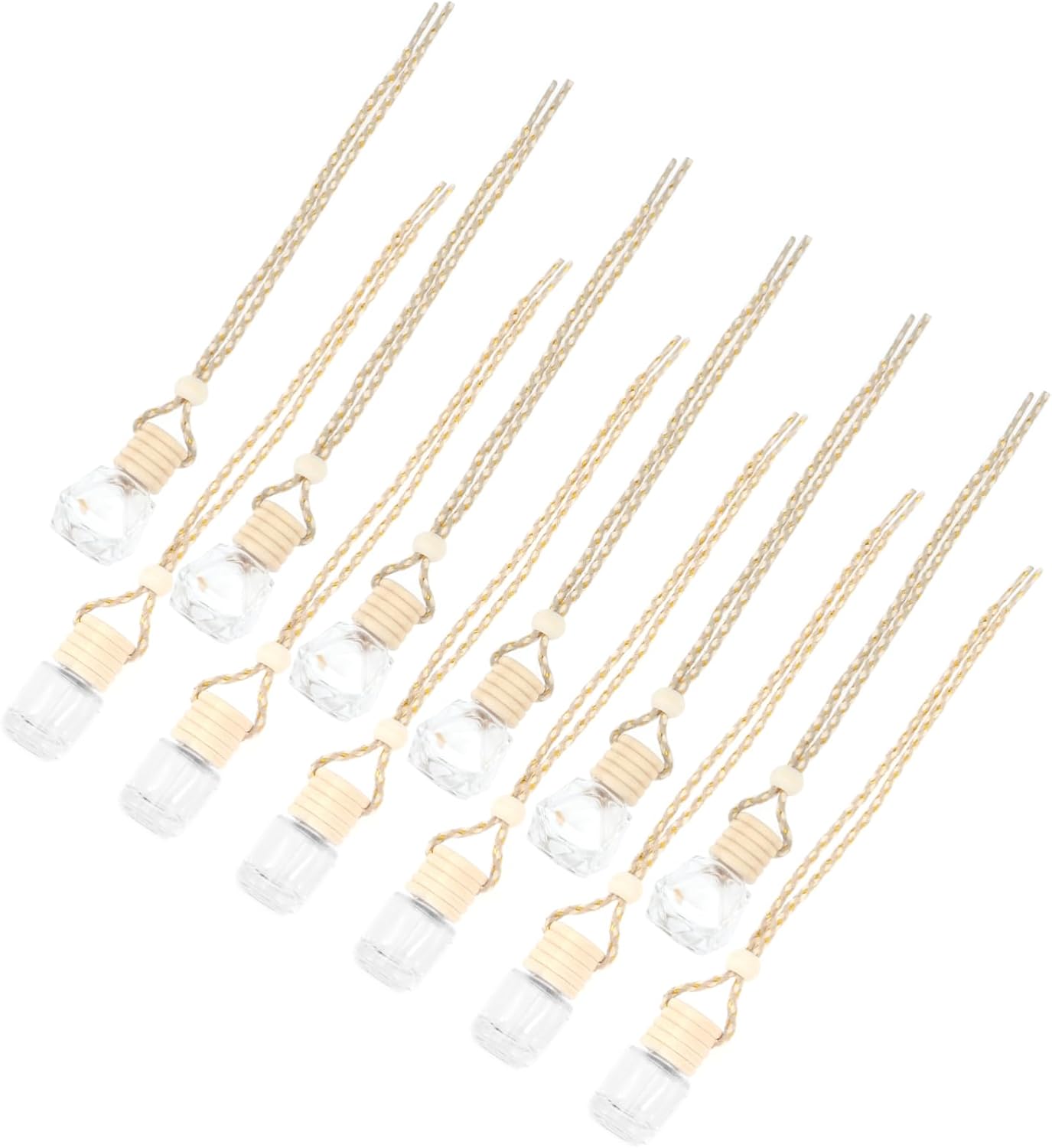 Cabilock 12Pcs Hanging Perfume Bottles for Car Cylindrical Glass Diffuser Car Essential Oil Diffusers for Freshening Up Your Drive for Friends