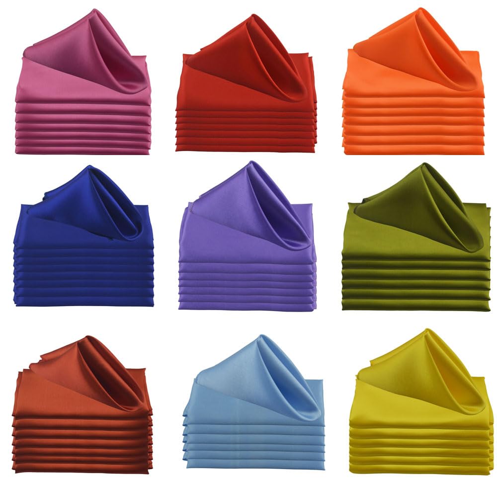 Servilletas de satén para la Mesa, Servilletas de Cena satén éster Multicolor, 30 cm, cuadradas, 24 Piezas, Fiesta(Hot Pink)