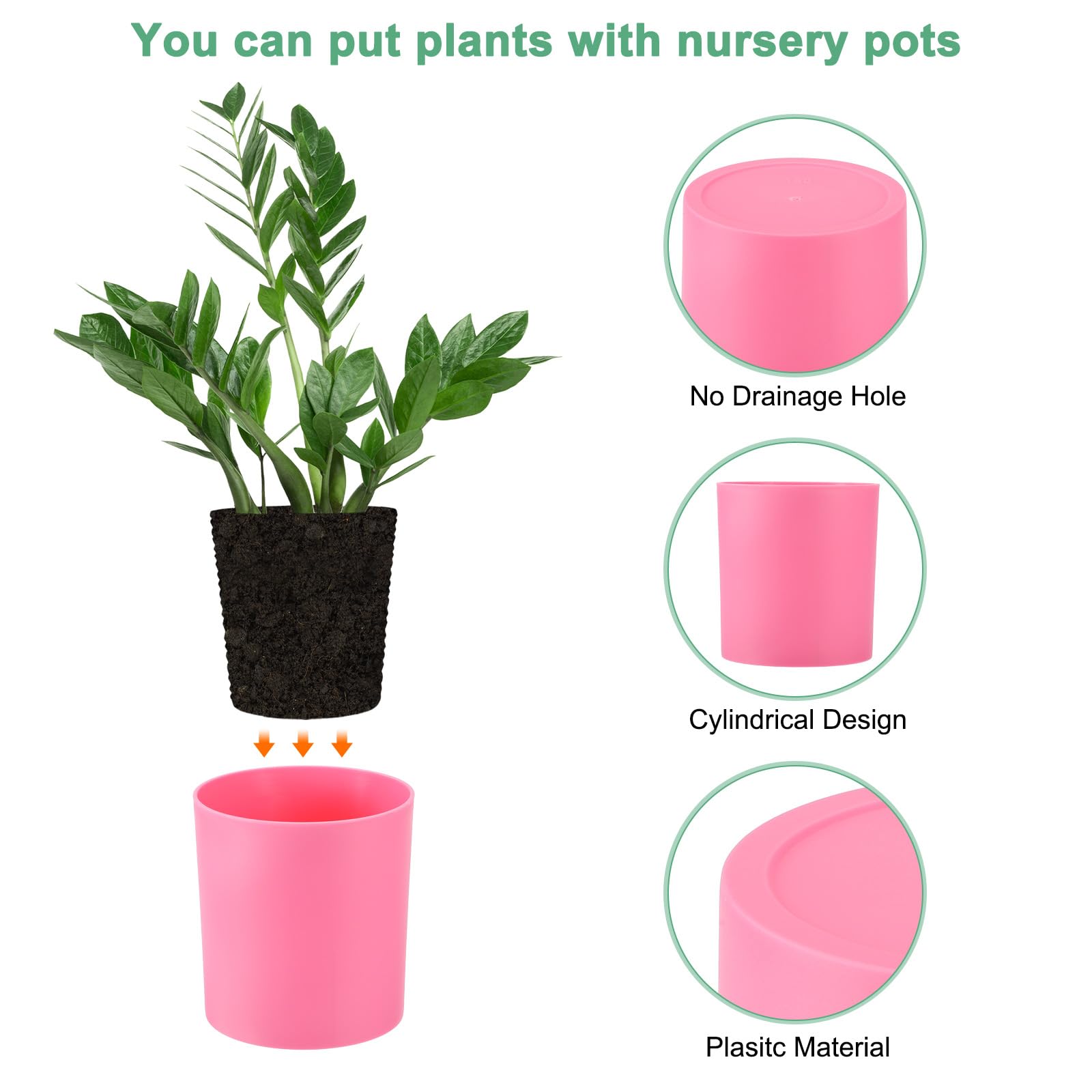 M METERXITY 2-Pack Plastic Plant Pots - Image 2
