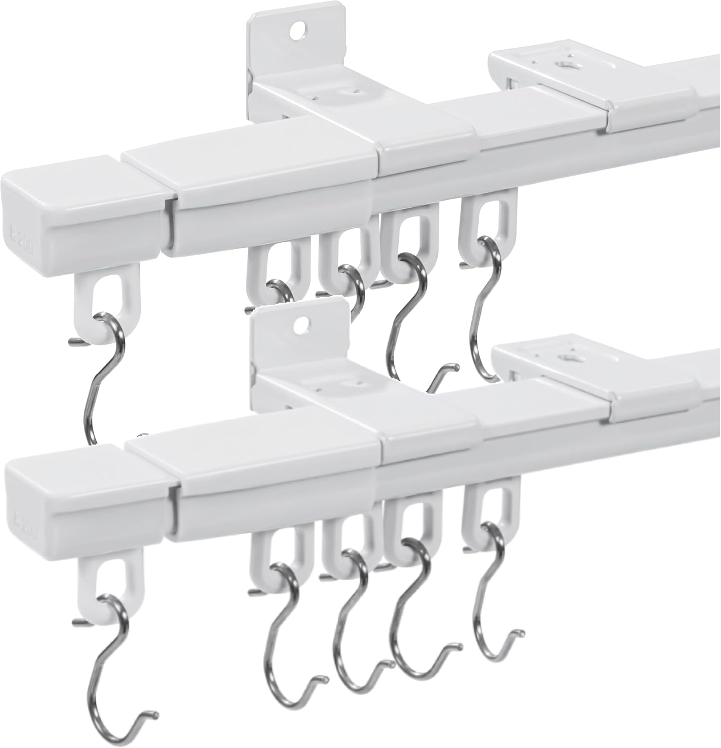 Curtain Track,Set of 2: 3.8~6.9ft,Retractable rod for Ceiling and Wall Mounting with Silent Rollers and Hooks for Living Room and office,quick Installation for Space Partition Divider