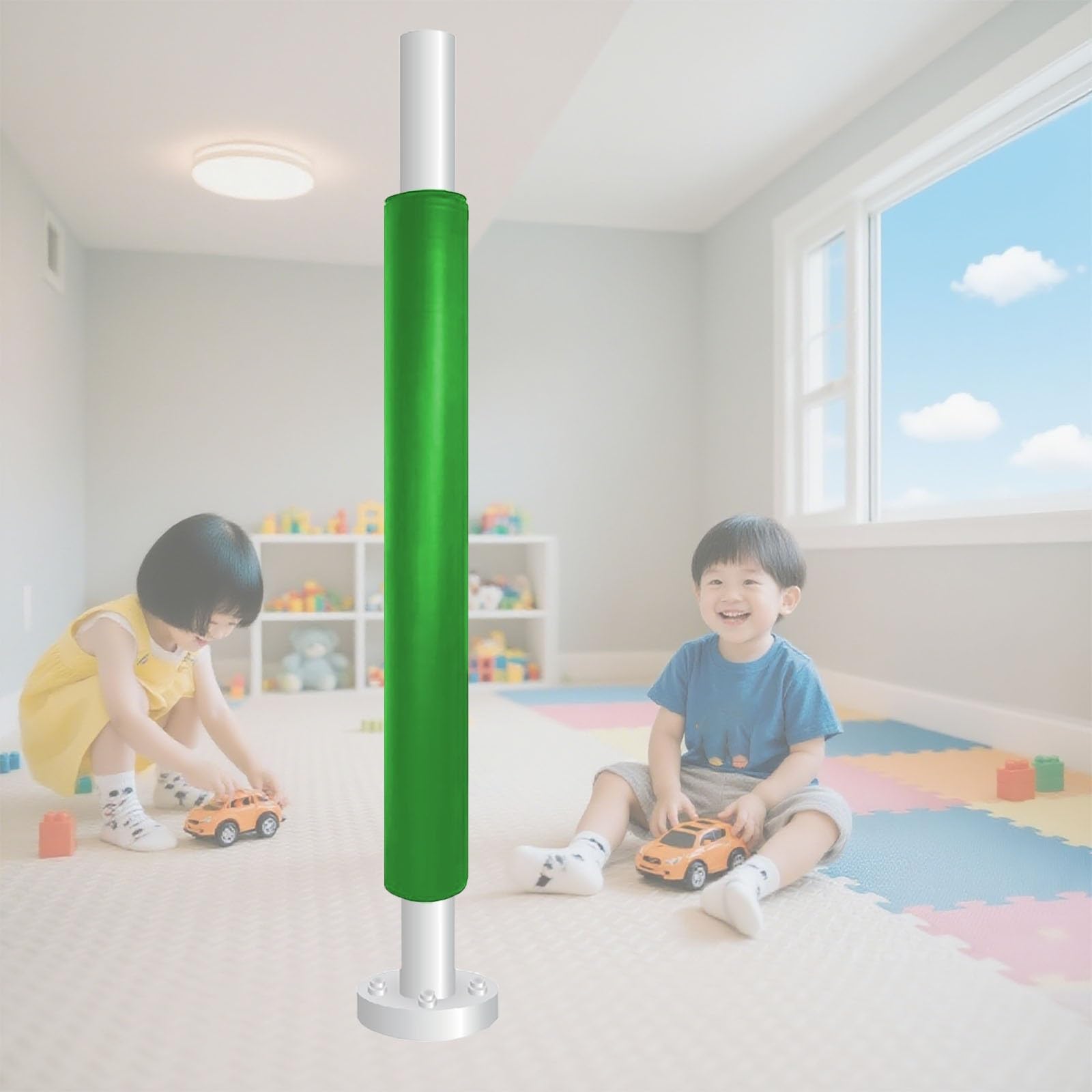 HDYZJQ 6 Feet Tall Round Pole Pad, Temporary Detachable Column Wrap Pads/Post Crash Mat for Basement Playground Garage, Metal Pipe Concrete Column Protector Covers(Green,Dia 7inch (17.8cm))