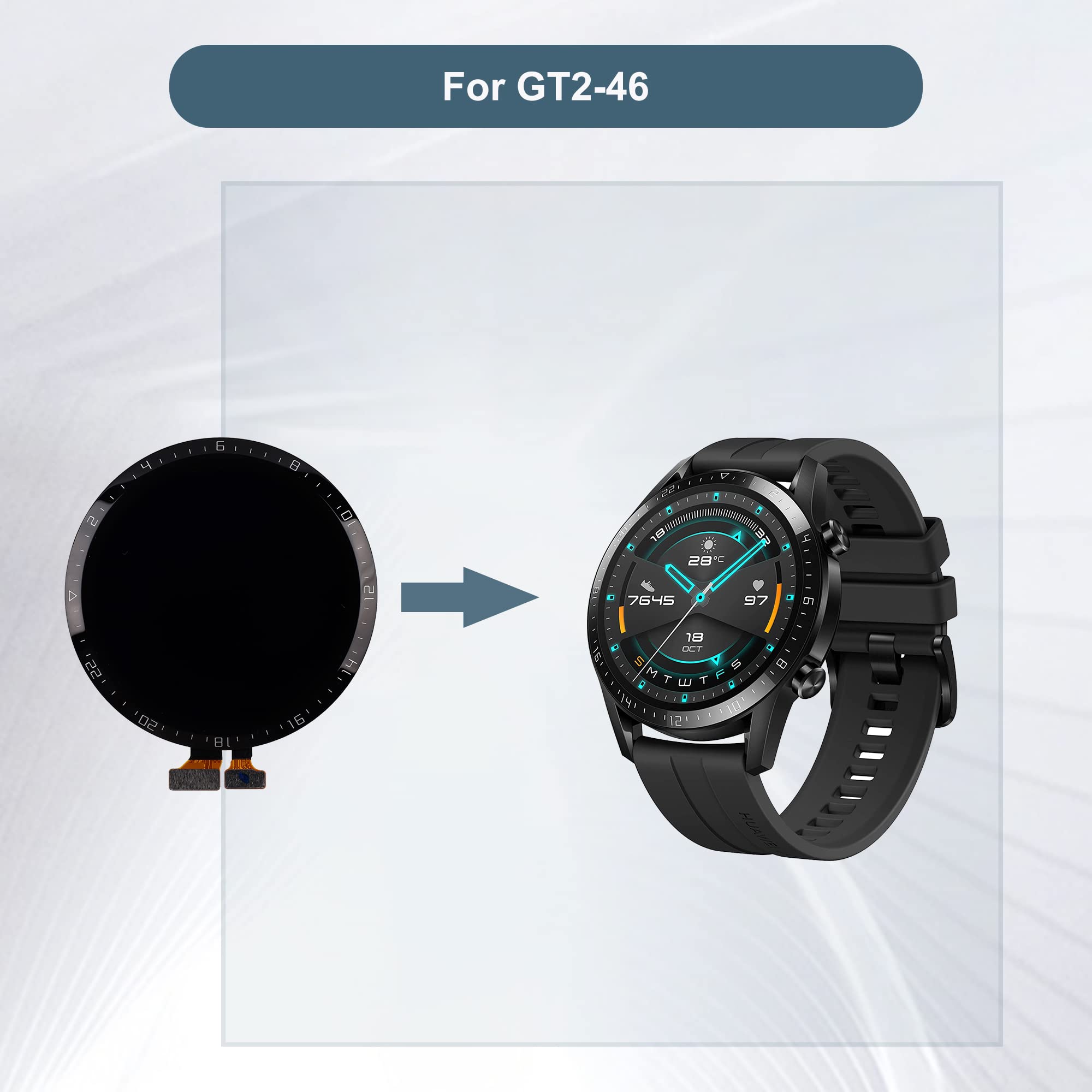 E-YIIVIIL Nuovo display di ricambio compatibile con Huawei Watch GT2 46 mm  Smart Watch LCD Display Touch Screen Assembly with Tools : Amazon.it:  Elettronica