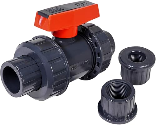 Midline Valve 482UT100 - Válvula de bola de PVC resistente con mango rosa de 1 pulgada, conexiones FIPdisolvente de plástico gris, 1 pulgada, gris