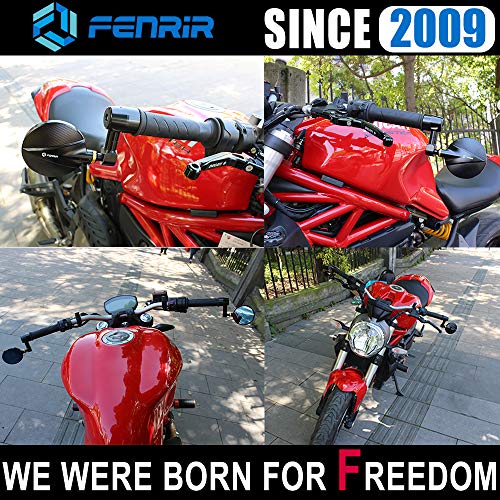 FENRIR CNC Aluminum Alloy Cafe Racer Round Black Motorcycle Bar End Mirrors side 22mm 7/8" inch Handlebar Mirror Universal Rear View For M8/M6 Super Sport Naked Street Bike Cruiser Scooter Minimoto - Thumbnail 5