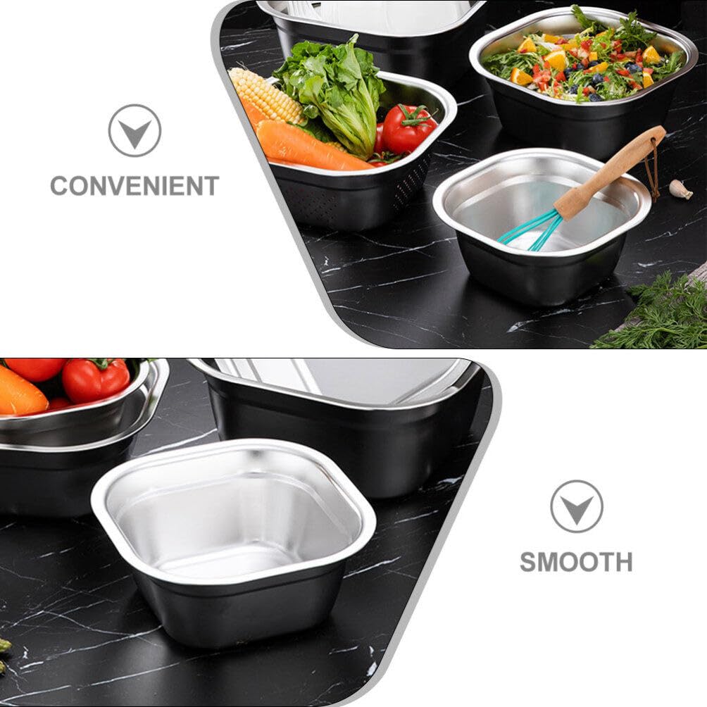 Amosfun Bacinella Quadrata in Acciaio Inossidabile 8.27X8.27X3.74 Pollici Ciotola Multiuso Per Lavare Verdure Frutta E Preparare Impasti Uso Domestico E Buffet