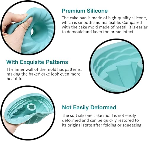 Miniatura 2 de Alimat PluS Paquete de 6 moldes de silicona pequeños para gelatina de 5 pulgadas, moldes redondos de gelatina acanalada, moldes de mini tubo, moldes