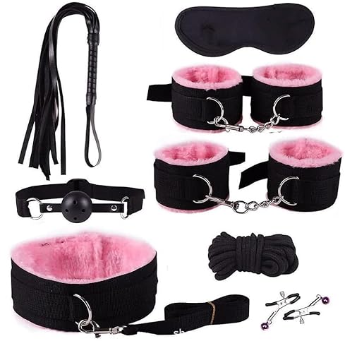 Sex Restraints BDSM Toys Restraints for Ankles and Wrist Bar Restraints Ropes & Lanyards Adult Play King Size Bed Straps Couples Sexy Gifts Pink Handcuffs Set for Bedroom Collar Blindfolds Sweater