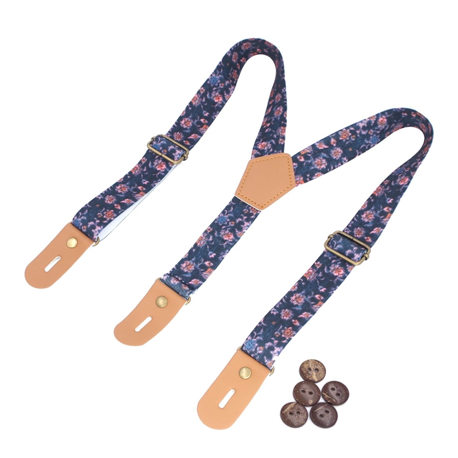 Clips para pantalones de liguero, tirantes de cuero para niño (flor azul)
