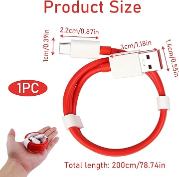 OnePlus 2M USB C Charging Cable - 65W Warp Charge for OnePlus 11/10 Pro/Nord 2T/8/7 Pro/7T/6T/6/5T/5/3T