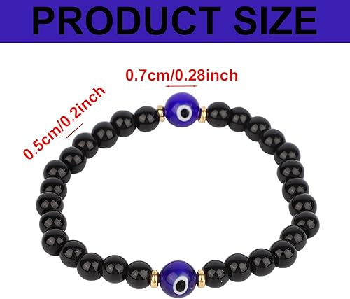 Miniatura 2 de Pulseras contra el mal de ojo, pulseras de cuentas contra el mal de ojo, cristal negro, protección de esmalte de color, joyería de manifestación
