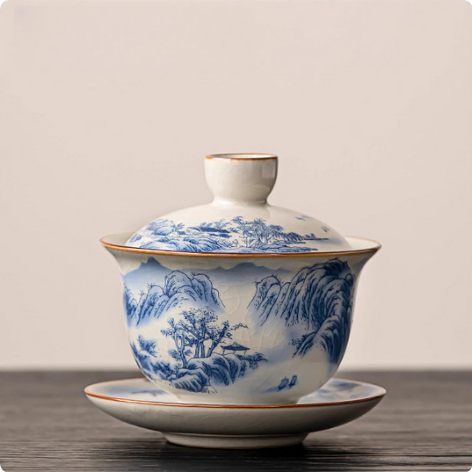 Tasse à thé Kung Fu Ruyao faite main avec paysage bleu élégant de 160 ml