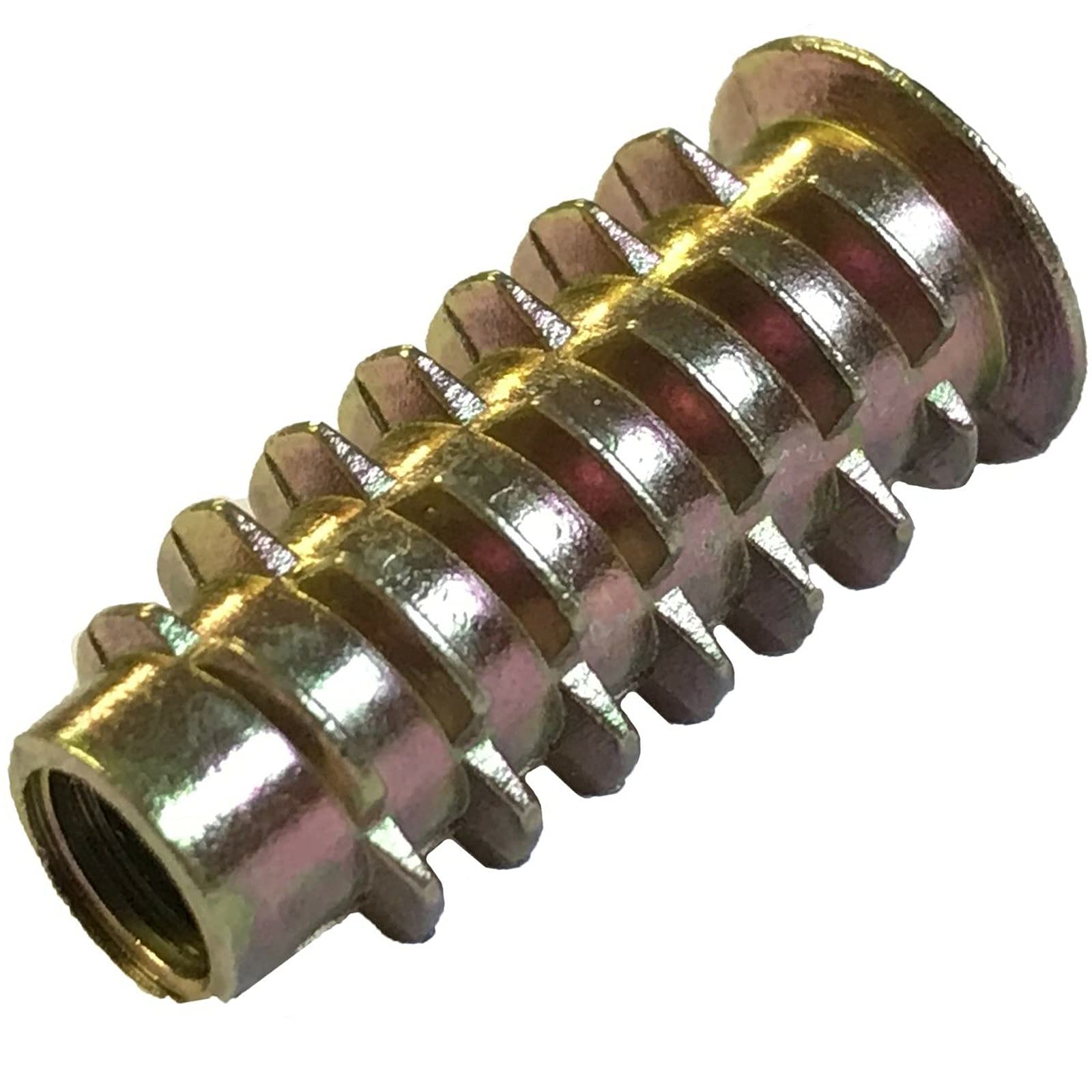 M6 x 25mm THREADED HEX DRIVE INSERT FIXING TYPE D WOOD SCREW INSERTS NUTS (100)