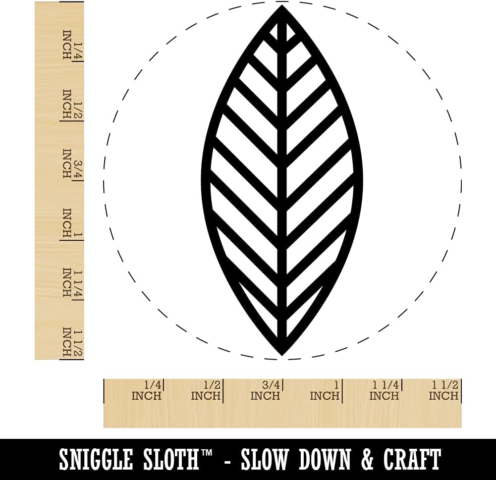Cute Leaf Self-Inking Rubber Stamp Ink Stamper for Stamping Crafting Planners - 1-1/2 Inch Large - Red Ink