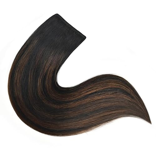 Miniatura 6 de Extensiones de cabello humano Remy de 16 pulgadas con clip para mujer, extensiones de cabello real sedoso y lacio, balayage, 1.49 onzas, 4 piezas