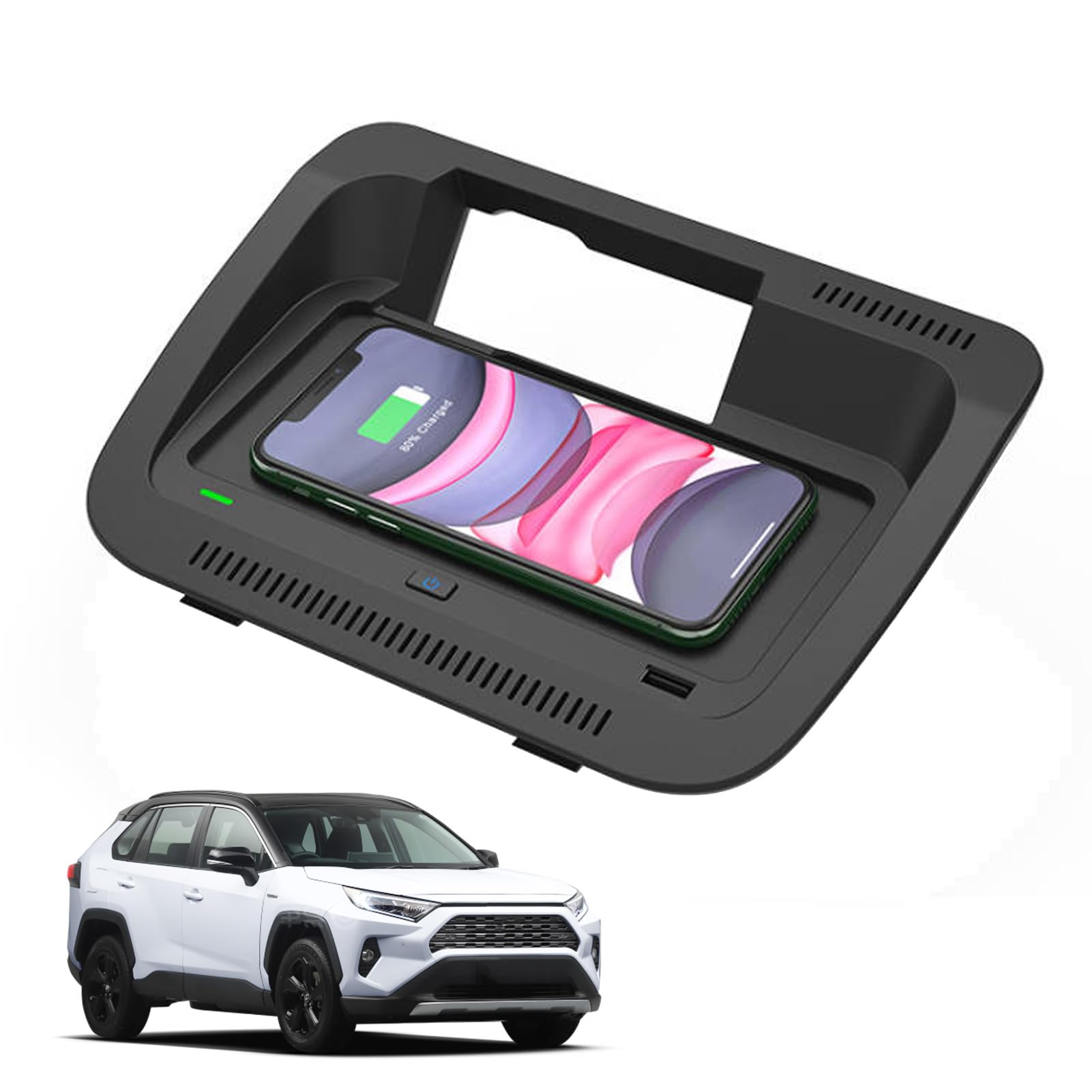 Bezprzewodowa ładowarka Samochodowa dla Toyota RAV4 (2019-2023), Podkładka Do Szybkiego ładowania Telefonu O Mocy 10W dla Dowolnego Telefonu Komórkowego Obsługującego Qi