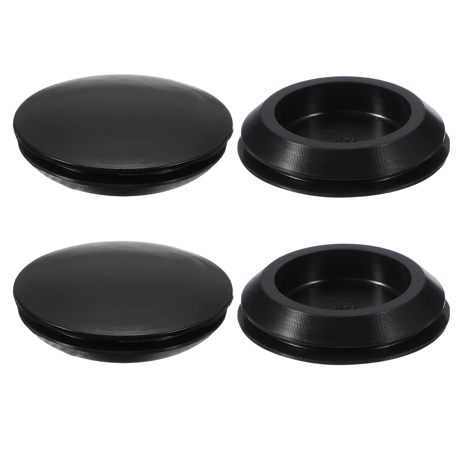 YELARXI Rubber Plugs, Silicone Hole Plugs, T Type Rubber Stoppers, Waterproof Snap Locking End Caps - Fitting for (40 mm Round Holes/Kitchen/Furniture) 40 mm & 4 Pack & Black