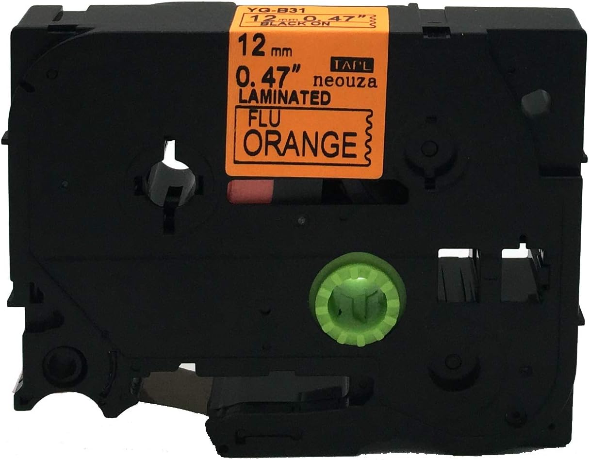 NEOUZA 1PK Compatible with Brother P Touch Tze Tz B31 Black on Fluorescent Orange Label Maker Tape