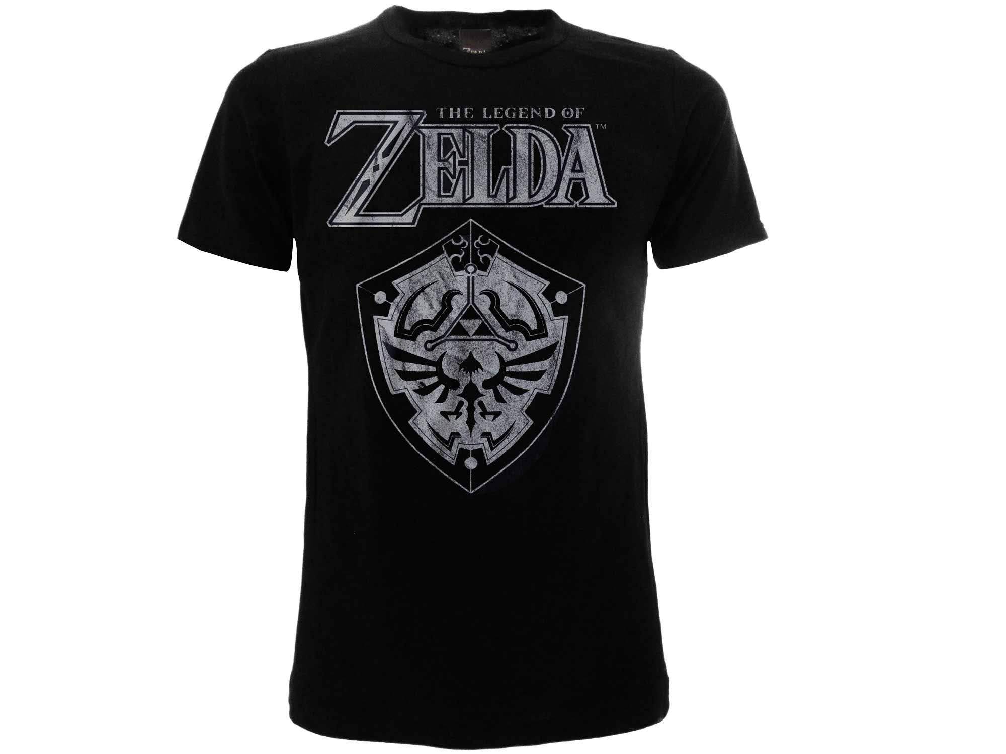 Zelda-Legend of Zelda oryginalny czarny T-shirt Shileld 100% oficjalny produkt koszulka Nintendo chłopcy dziewczęta